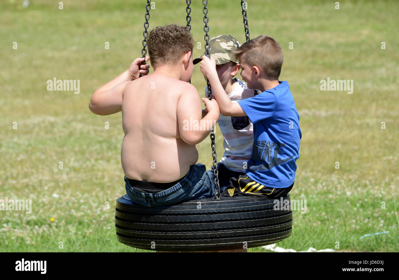 Children boys playing Britain Uk Stock Photo