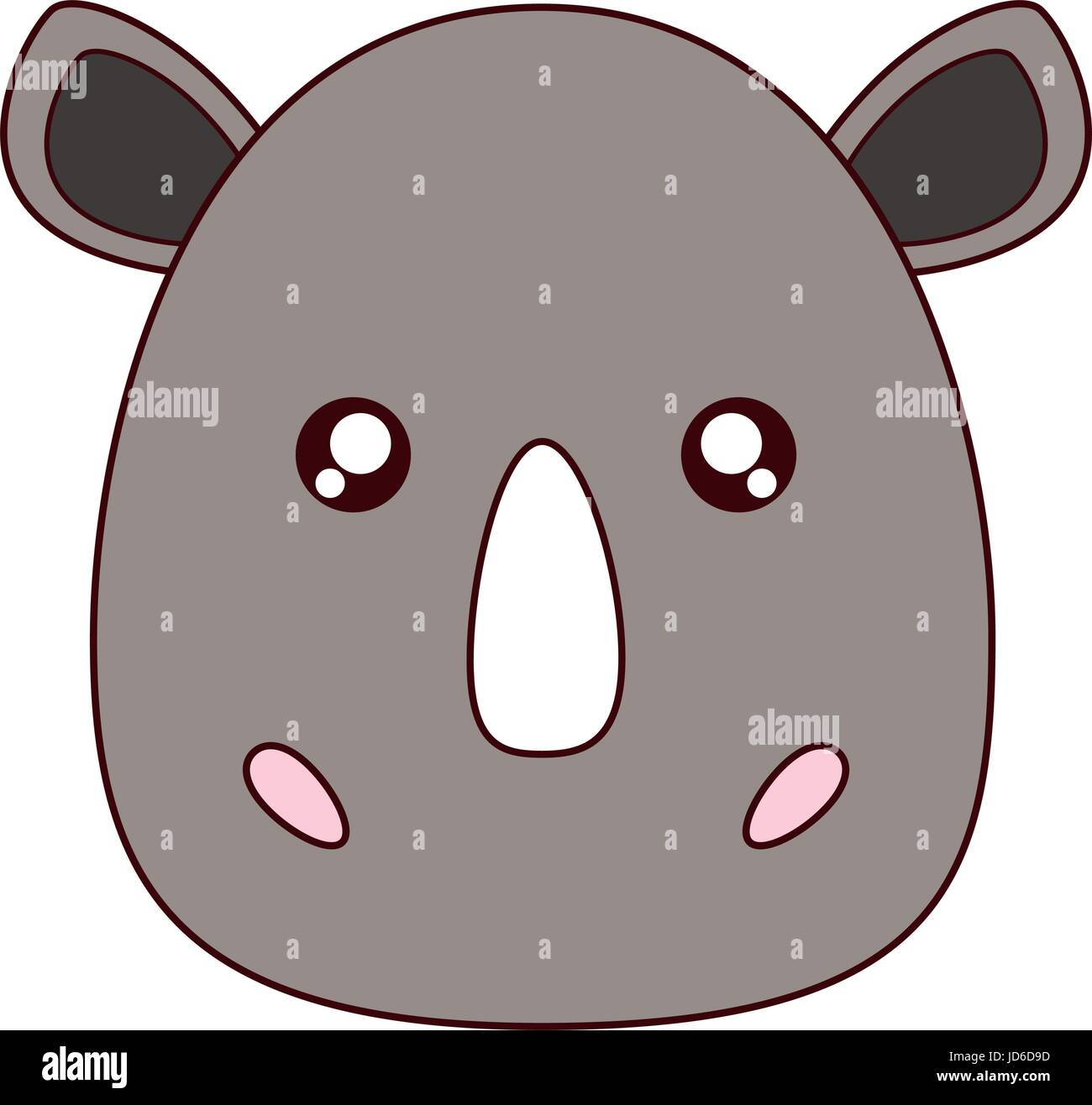 kawaii rhino animal icon over white background vector illustration
