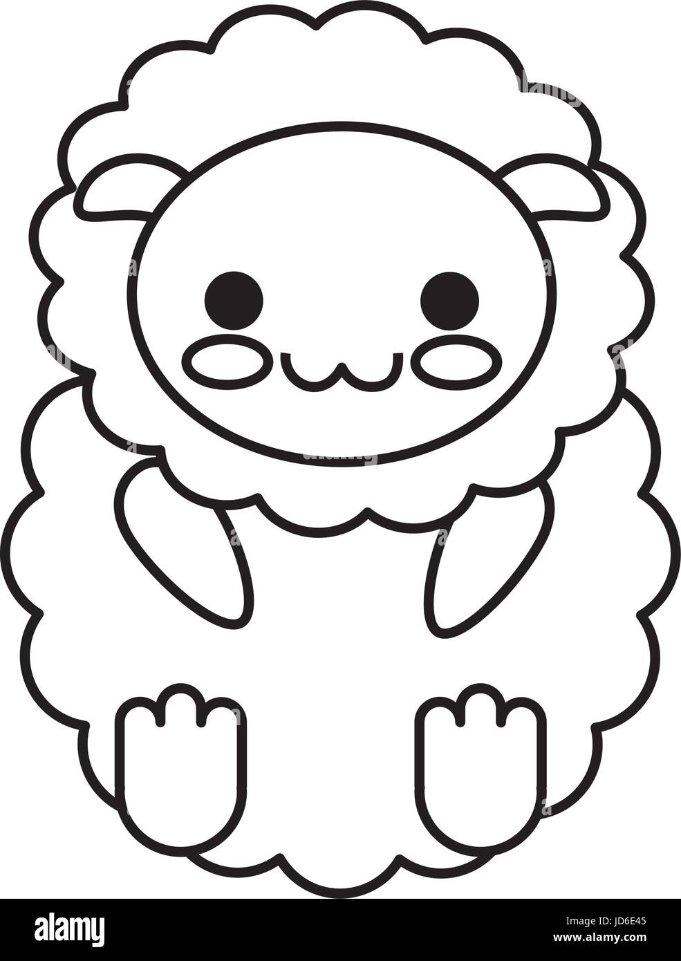 kawaii sheep icon over white background vector illustration Stock ...