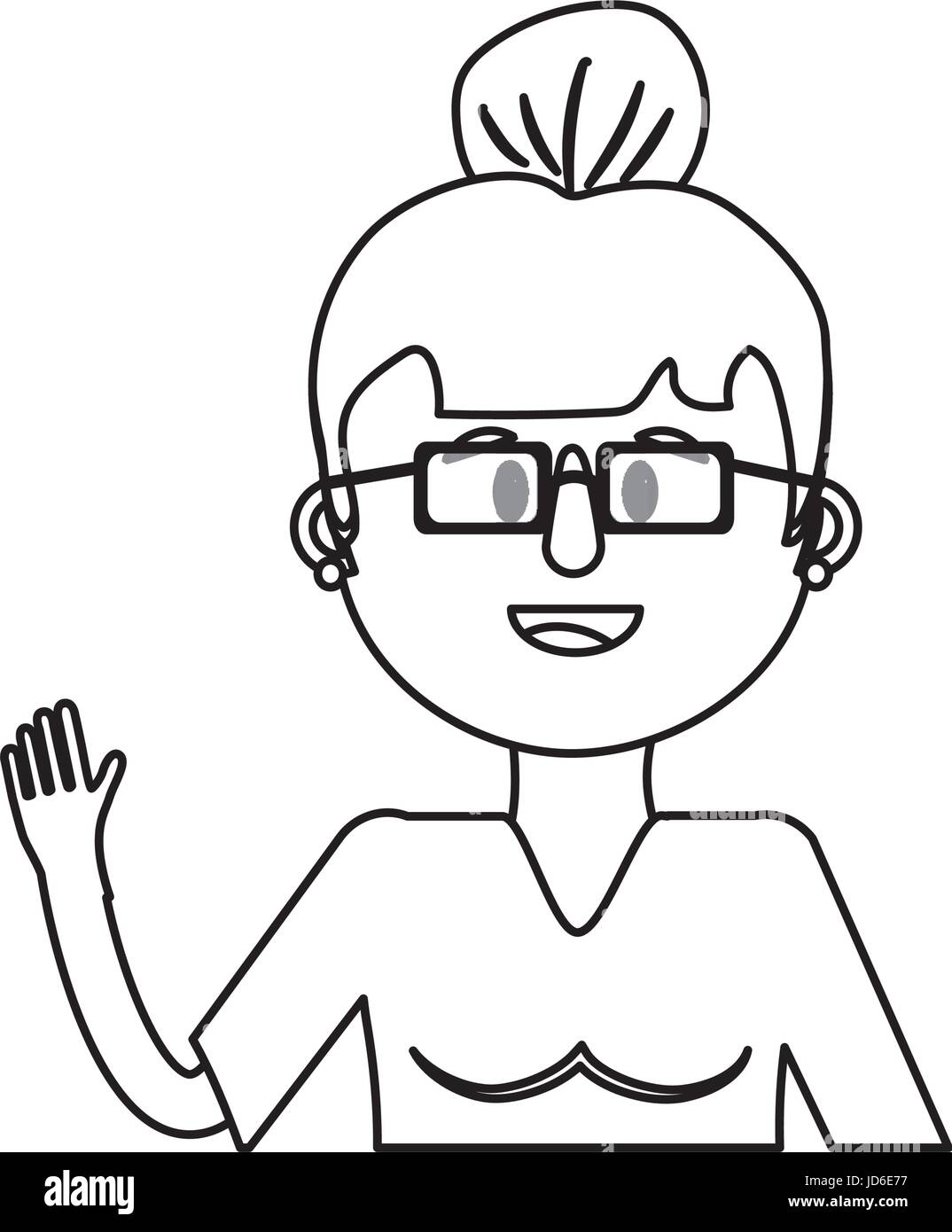line old woman with glasses and hairstyle Stock Vector