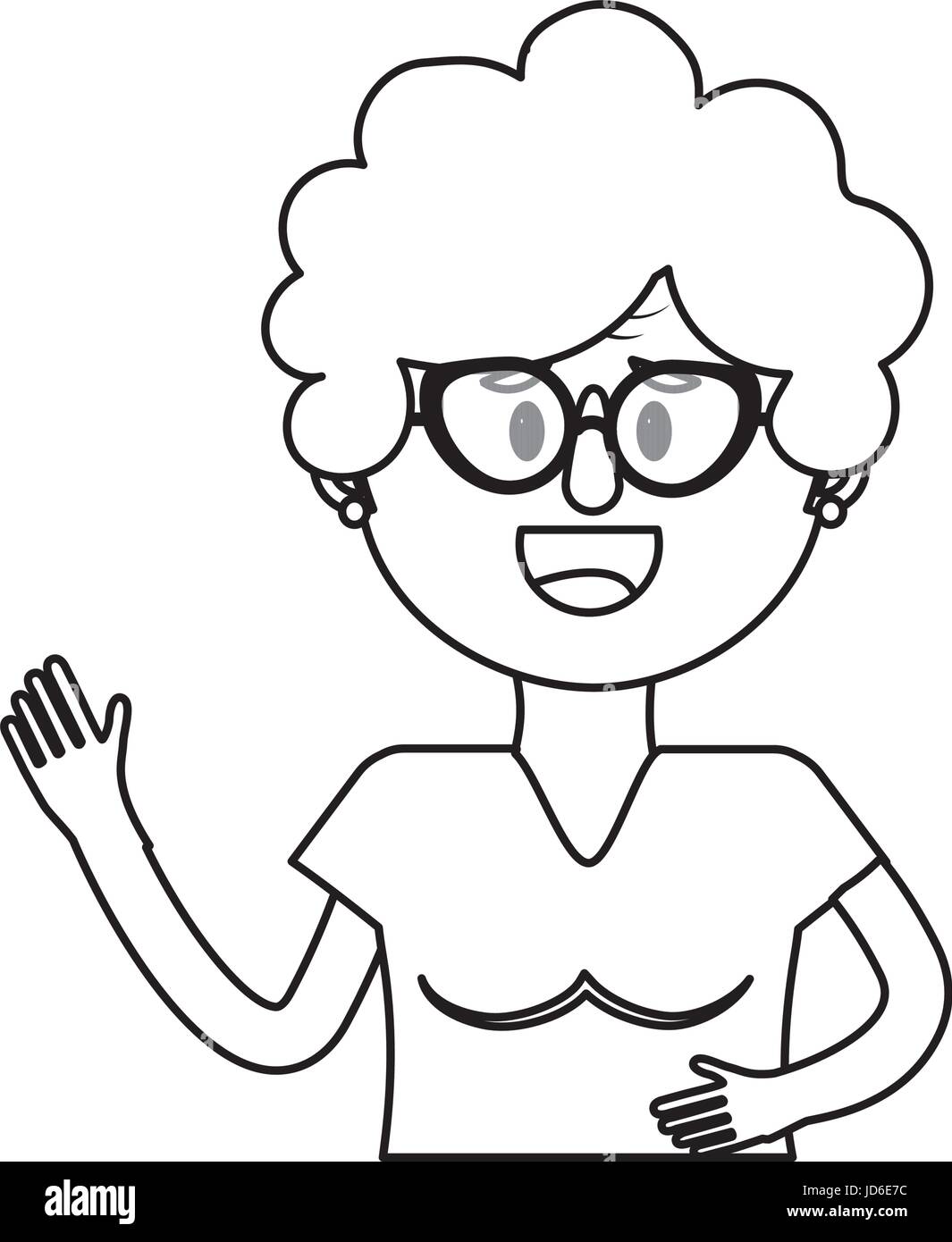 Line Old Woman With Glasses And Hairstyle Stock Vector Art