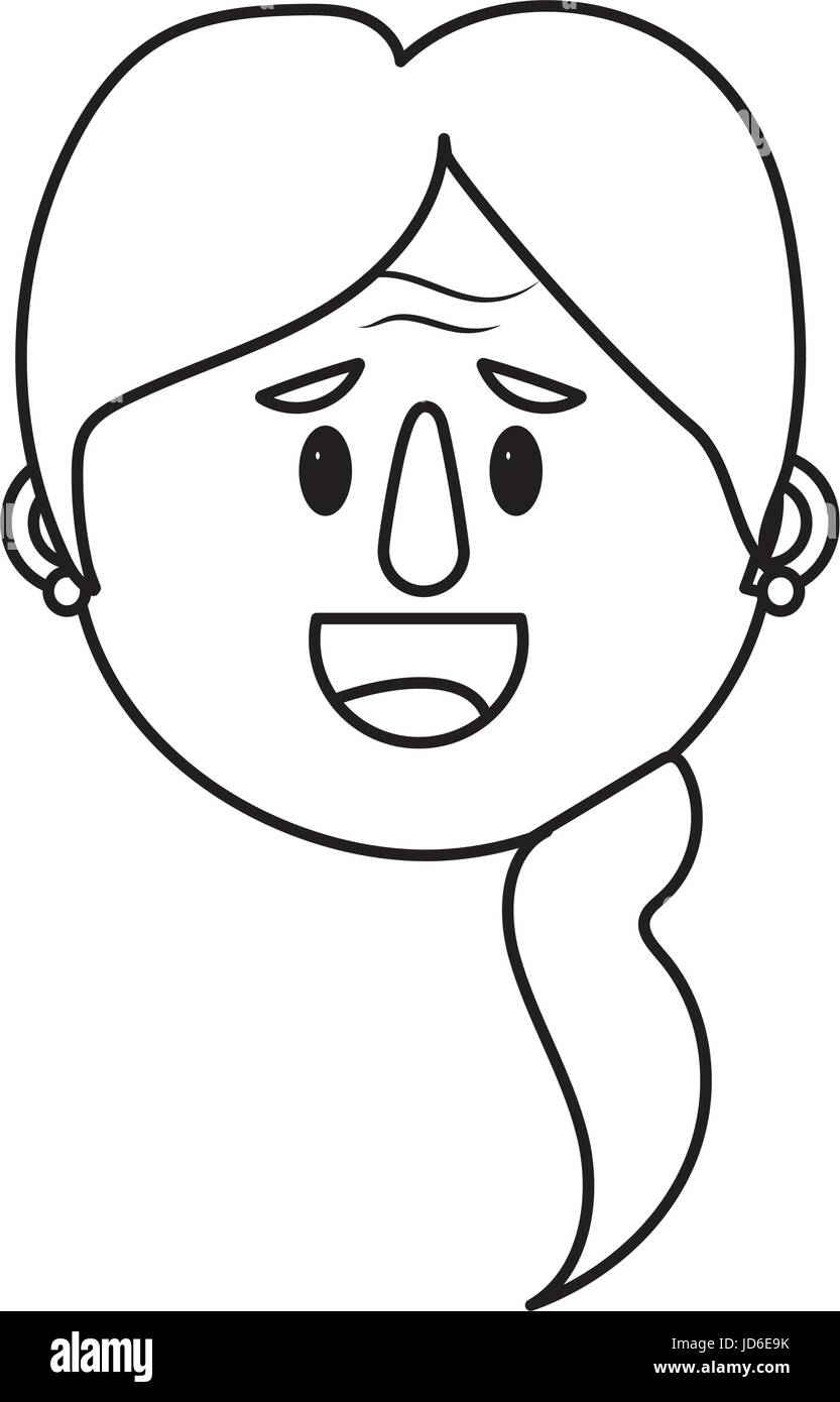 line old woman face with hairstyle Stock Vector