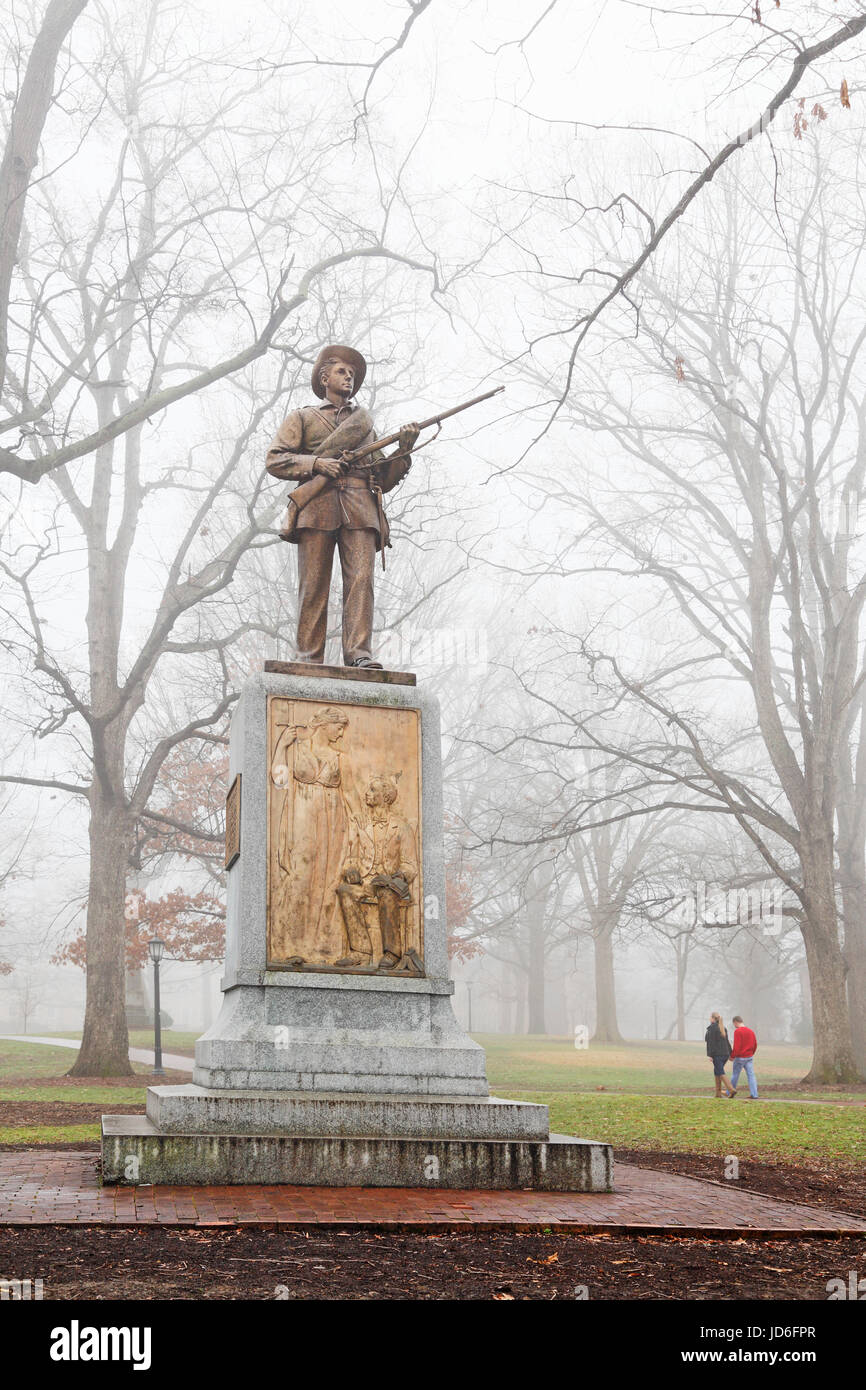 Silent Sam, statue of Confederate soldier, at University of North Carolina Chapel Hill, UNC. Stock Photo