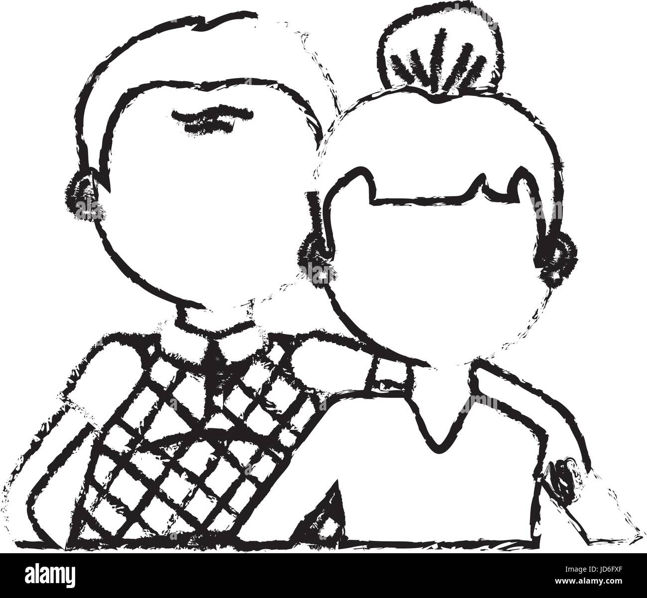 figure old couple with hairstyle design Stock Vector