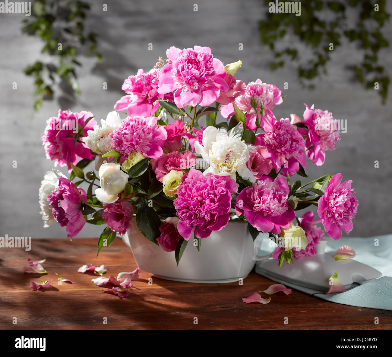 Bouquet of flowers with peonies. Stock Photo