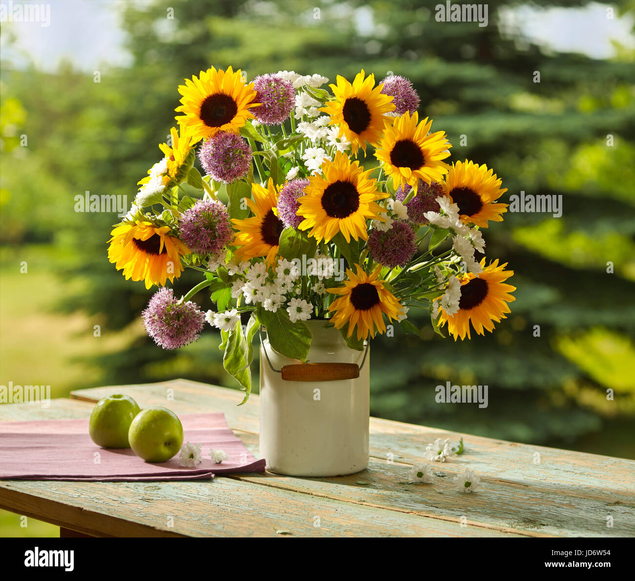 Bouquet of flowers with sunflowers. Stock Photo