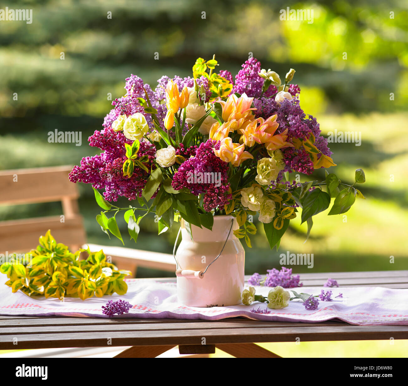 Bouquet of flowers with lilac. Stock Photo