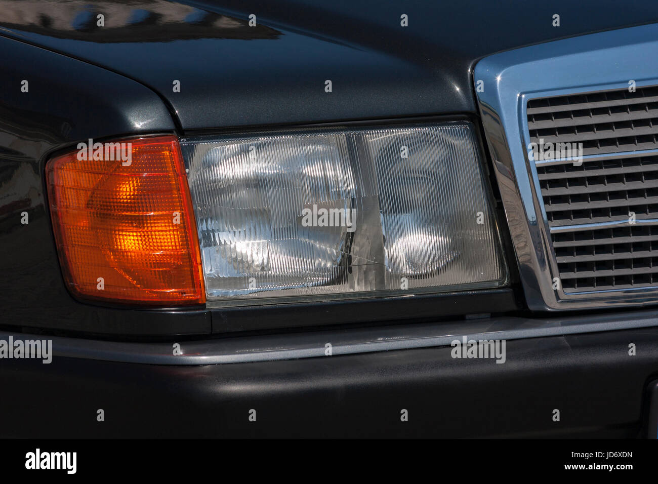 Old car traditional headlight with halogen bulbs Stock Photo Alamy
