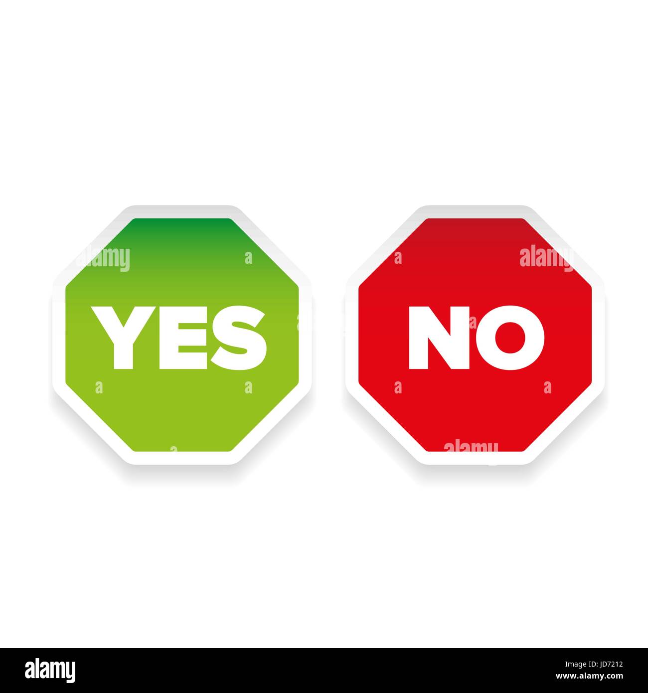 Yes No sign sticker set Stock Vector