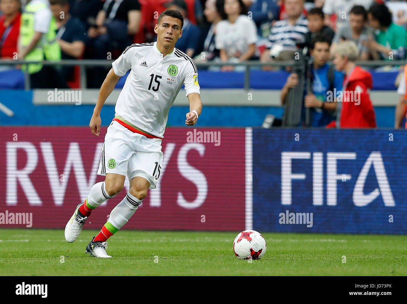 KAZAN, RT - 18.06.2017: PORTUGAL VS. MEXICO - MORENO Hector of Mexico during a match between Portugal and Mexico valid for the first round of the Confederations Cup 2017 on Sunday (18), held at the Kazan Arena in Kazan, Russia. (Photo: Rodolfo Buhrer/La Imagem/Fotoarena) Stock Photo