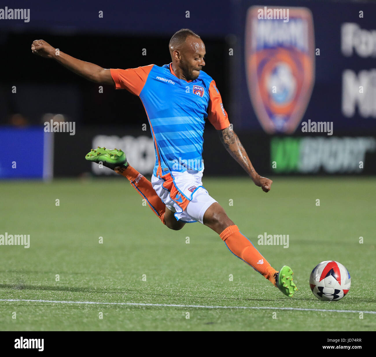 Miami Florida USA. 17th June 2017. Miami FC midfielder Ariel