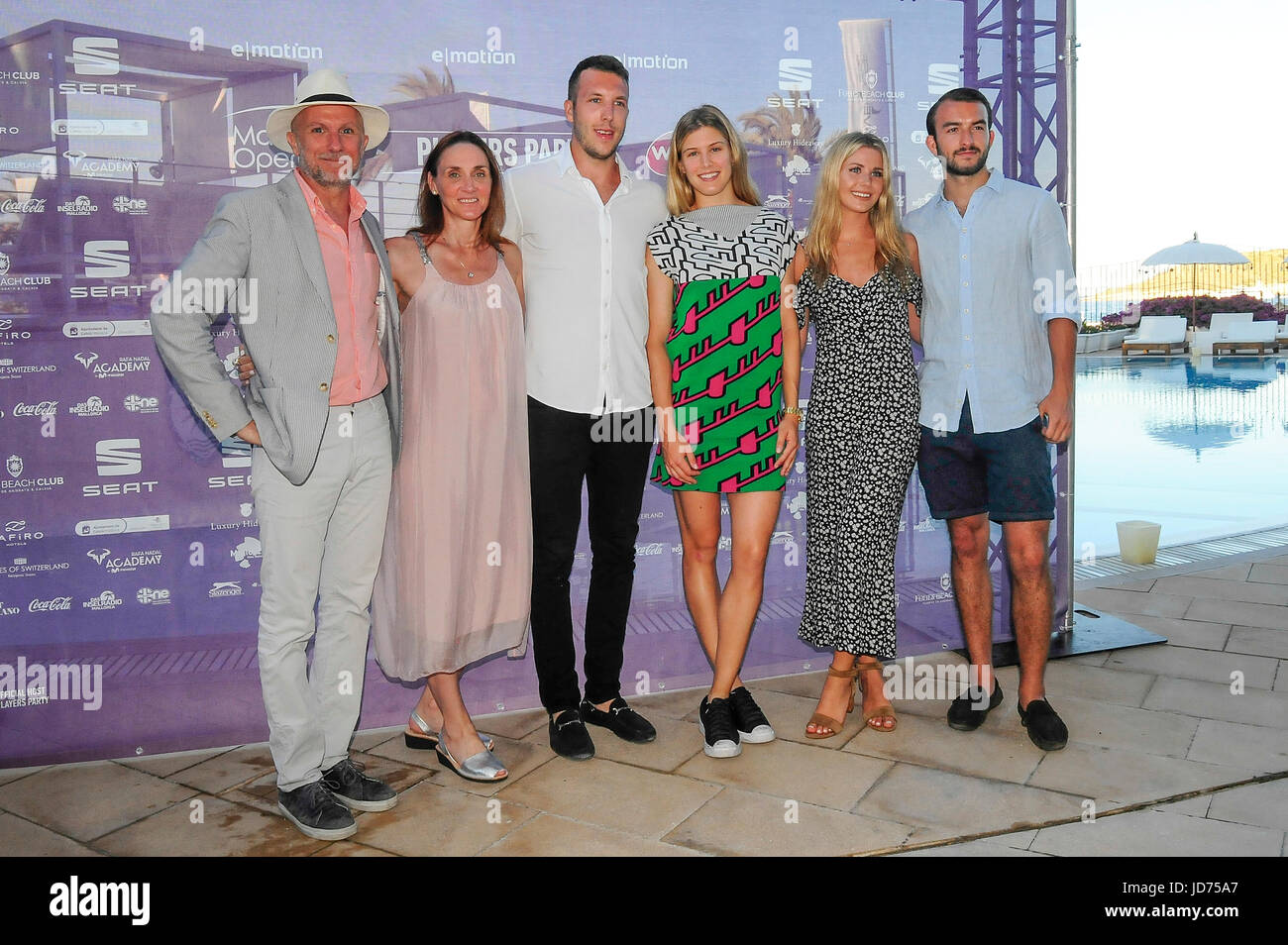 Scully Controlar Cooperativa Eugenie Bouchard and Jordan Caron attend a photocall during Mallorca Open  in Palma of Mallorca, on Sunday 18 June, 2017 Stock Photo - Alamy