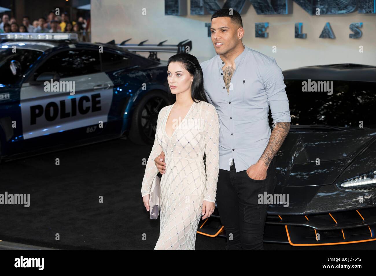 Luis Morrison and Cally Jane Beech attend the Global Premiere of