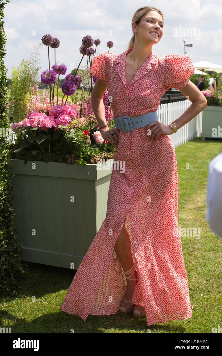 Cartier Queen's Cup Polo, Guards Polo Club, Egham, Surrey, UK 18th June 2017 Jessica Hart within the VIP enclosure at this years Cartier Queen's Cup Polo Final. Credit: Clickpics/Alamy Live News Stock Photo