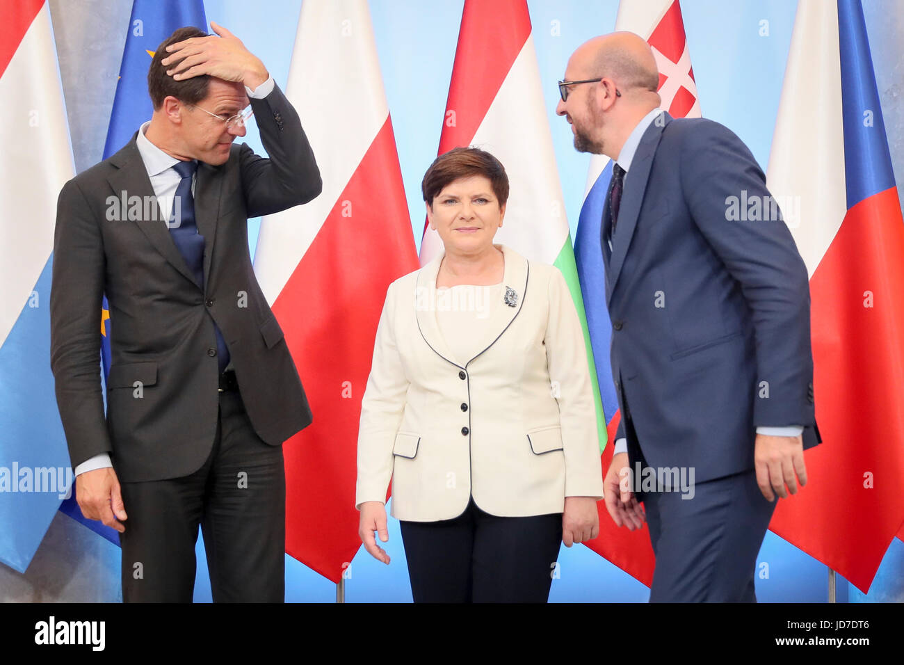 Warsaw, Poland. 19th Jun, 2017. Mark Rutte, Beata Szydlo, Charles