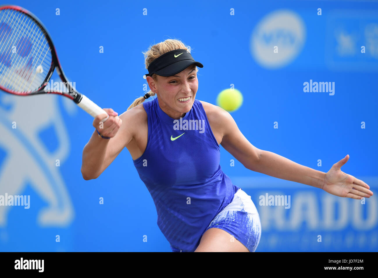 Croatia's Donna Vekic in action against Great Britain's Johanna Konta ...