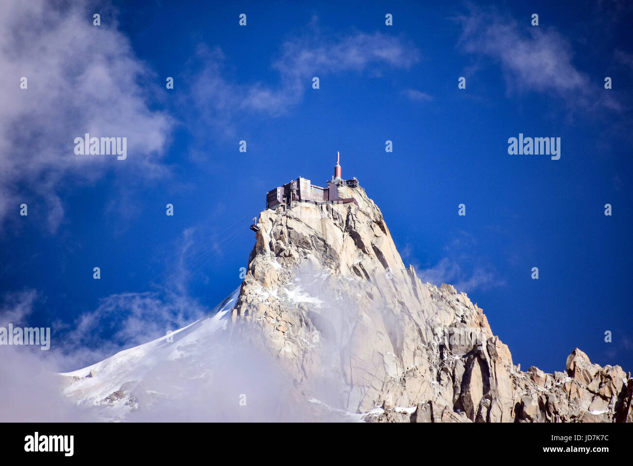 Aiguille du Midi cable-car station in the clouds, Chamonix, France Stock  Photo - Alamy