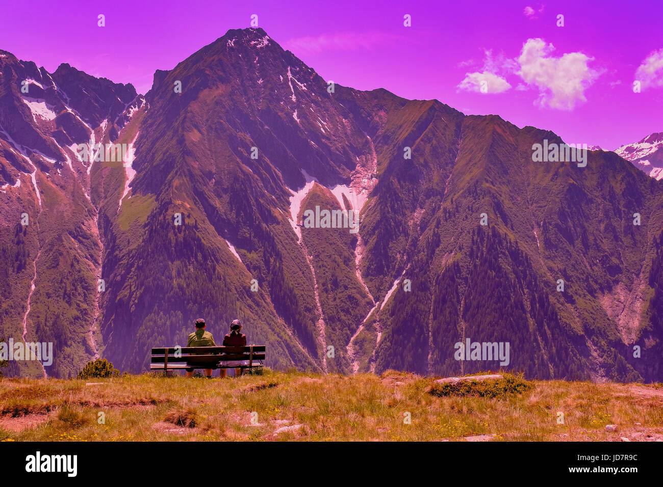 The mountains and meadows around Mayrhofen in Austria, Springtime ...