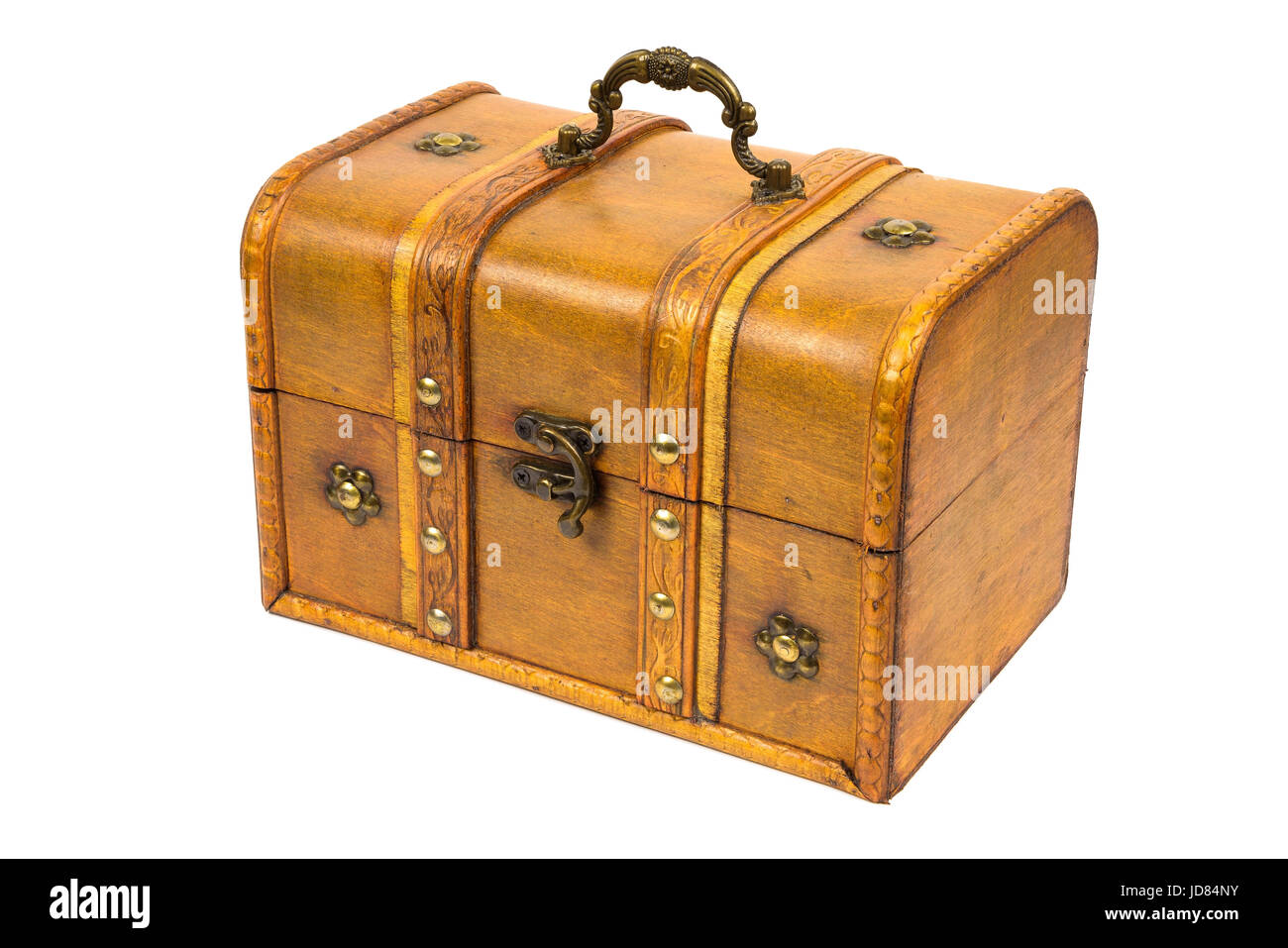 Old wooden chest isolated on white background with clipping path Stock ...