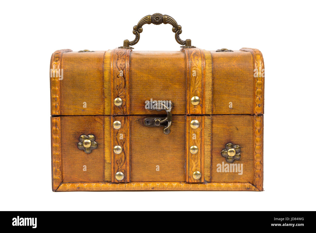 Old wooden chest isolated on white background with clipping path Stock ...