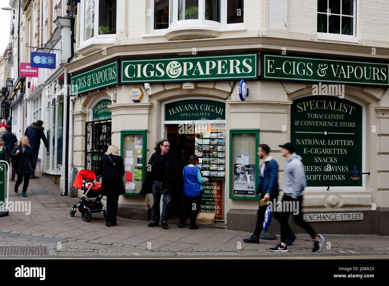 Cigarette ans smoking shop in Norwich, Norfolk, England Stock Photo