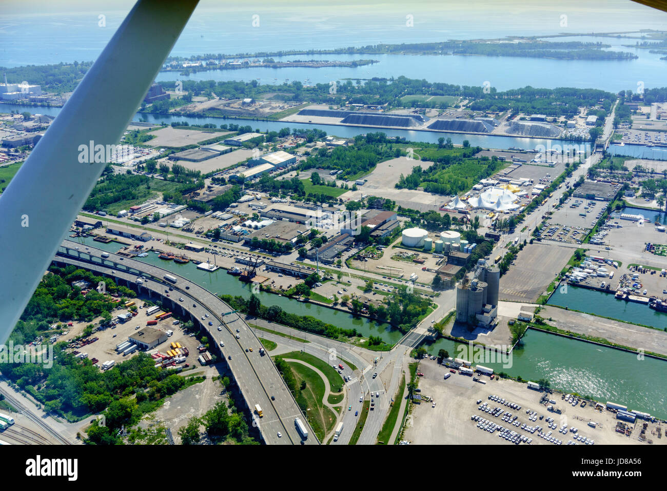 Aerial view at day of Toronto, Ontario, Canada from aeroplane. aerial picture from ontario canada 2016 Stock Photo