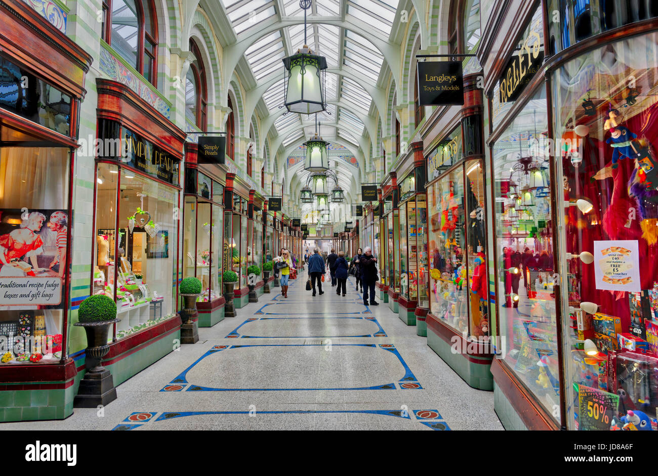 Royal Arcade shopping area in Norwich, England Stock Photo