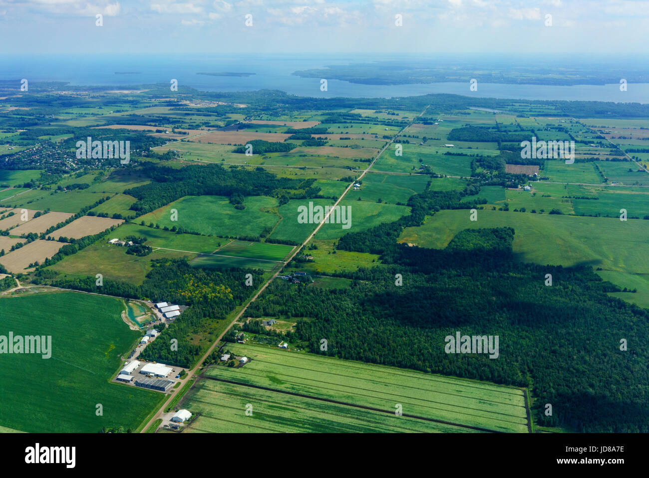 Aerial view of agricultural land at day in Ontario, Canada. aerial picture from ontario canada 2016 Stock Photo