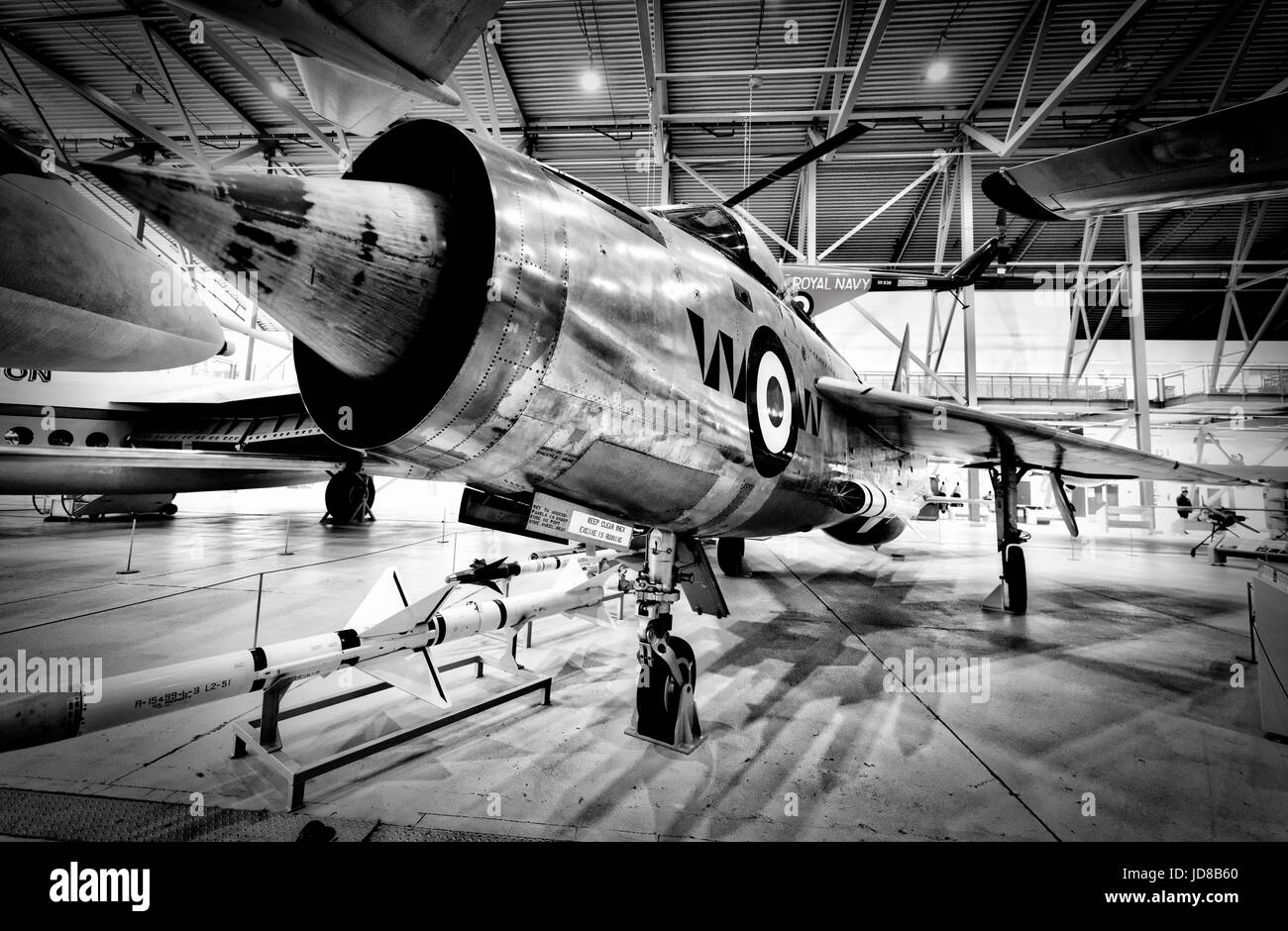 English Electric Lightning F.1 interceptor in Duxford Air Museum. Stock Photo