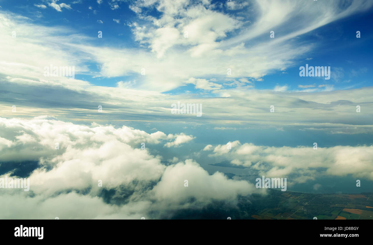 Aerial view from aircraft of clouds in the sky over Belgium. belgium europe Stock Photo