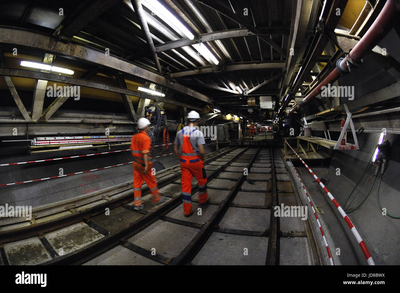 Underground processing with specific machinery in Switzerland Stock Photo