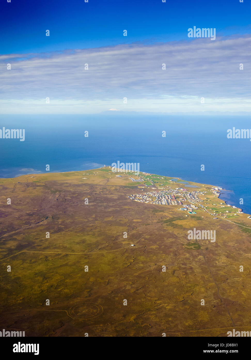 Aerial view, high angle view, horizon and blue skyline, Iceland, Europe. Iceland nature 2017 winter cold Stock Photo