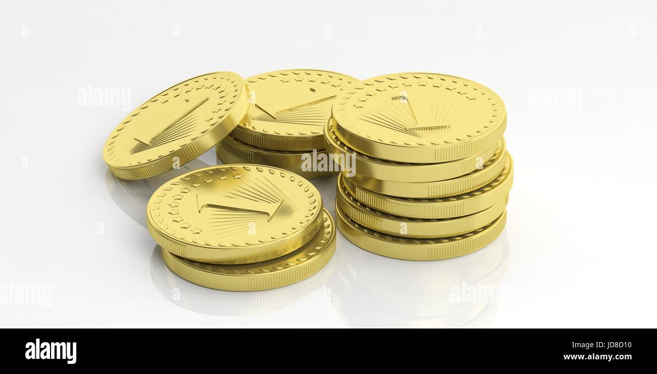 Golden coins stacks isolated on white background. 3d illustration Stock ...