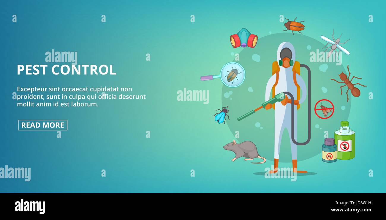 Pest control banner horizontal, cartoon style Stock Vector Image & Art