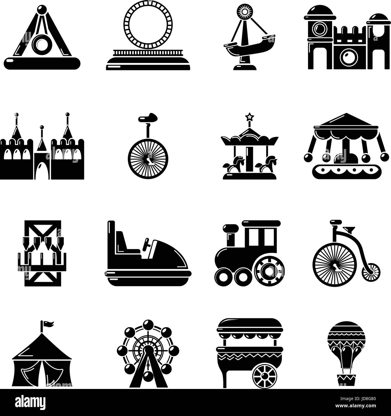 Amusement park icons set, simple style Stock Vector Image & Art - Alamy