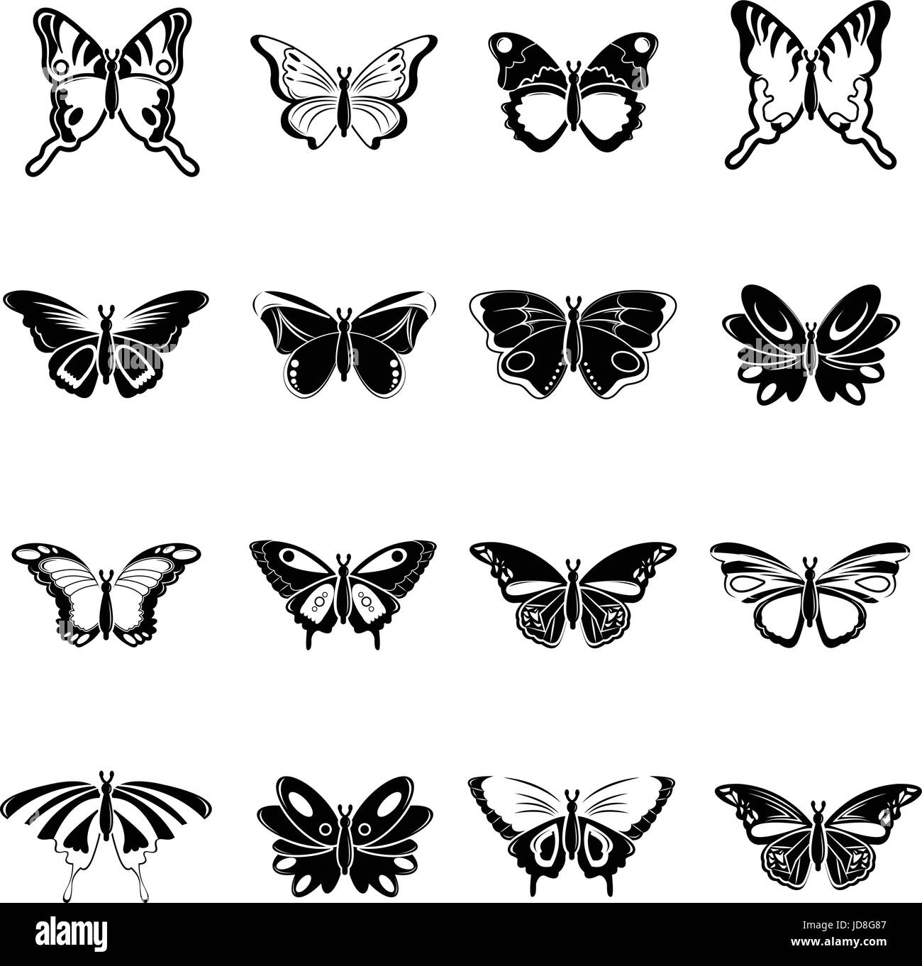 Butterfly collection icons set, simple style Stock Vector Image & Art ...