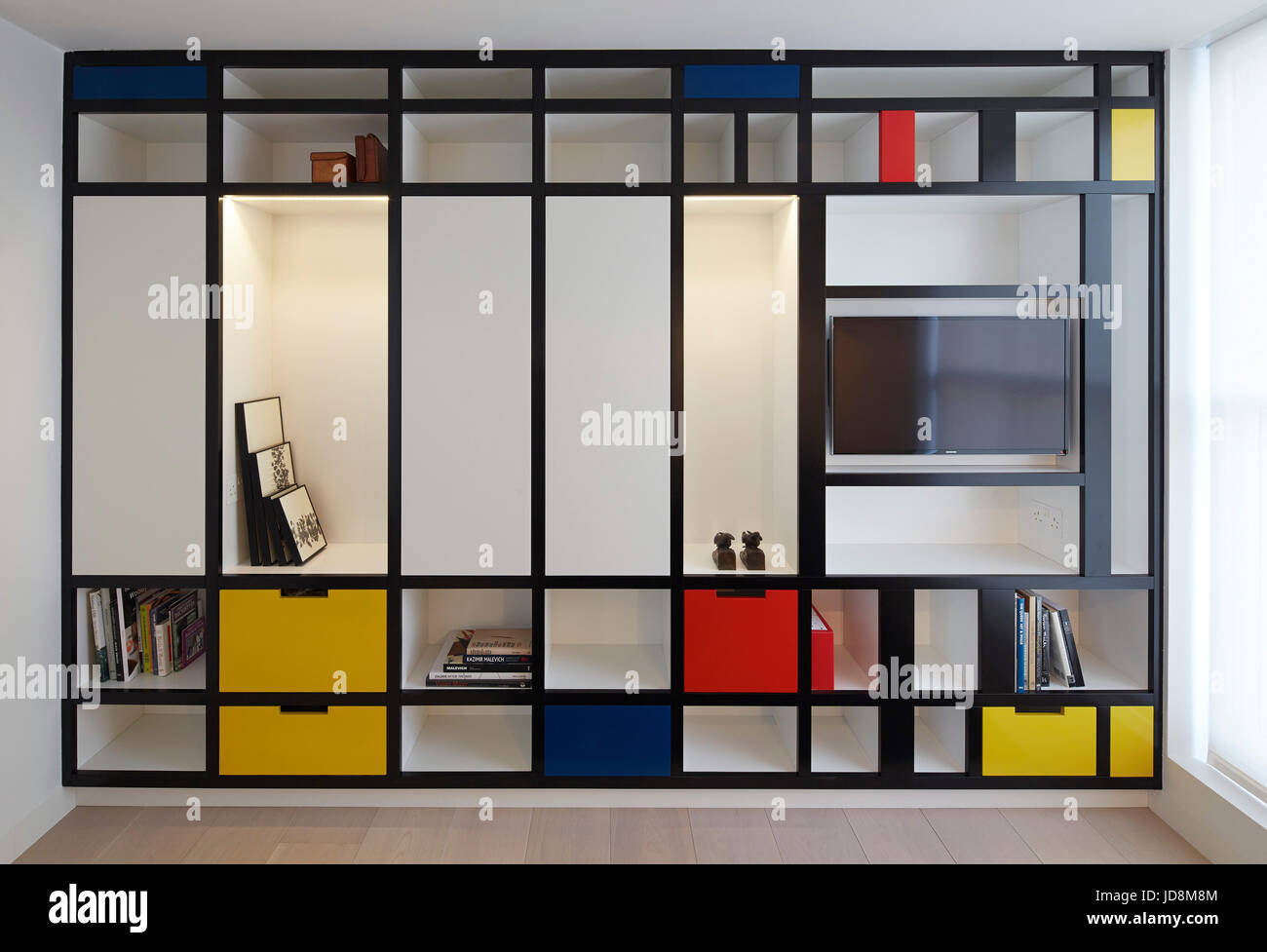 Spare room on 1st floor with Mondrian inspired bookcase. Notting Hill ...