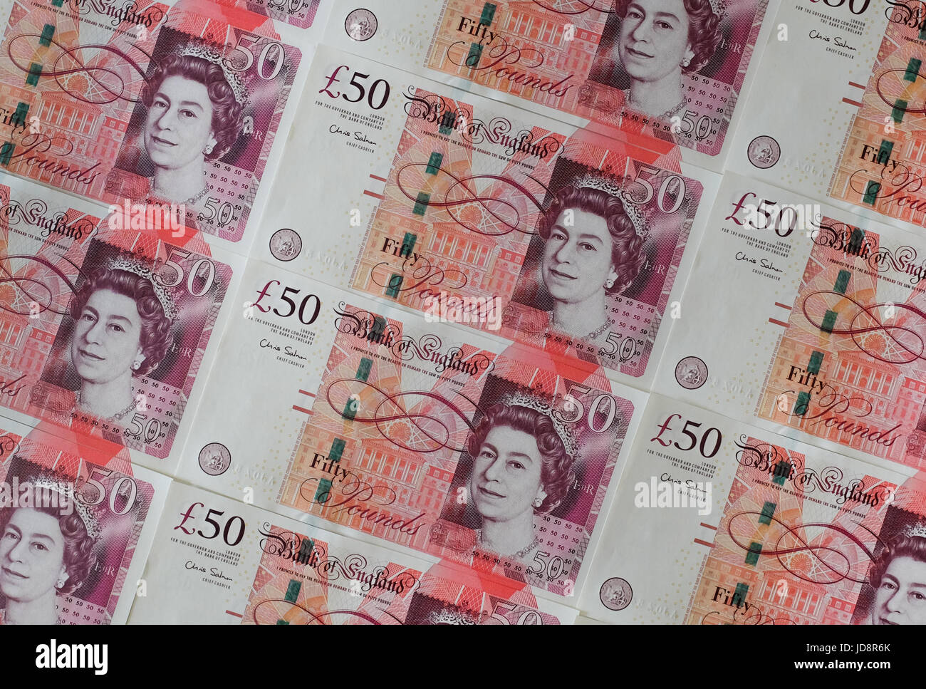 Lots of £50 notes. Stock Photo