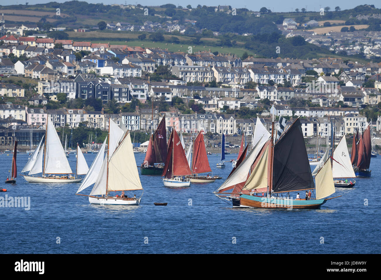 Falmouth Classics yachts sailing in Falmouth Bay Stock Photo Alamy
