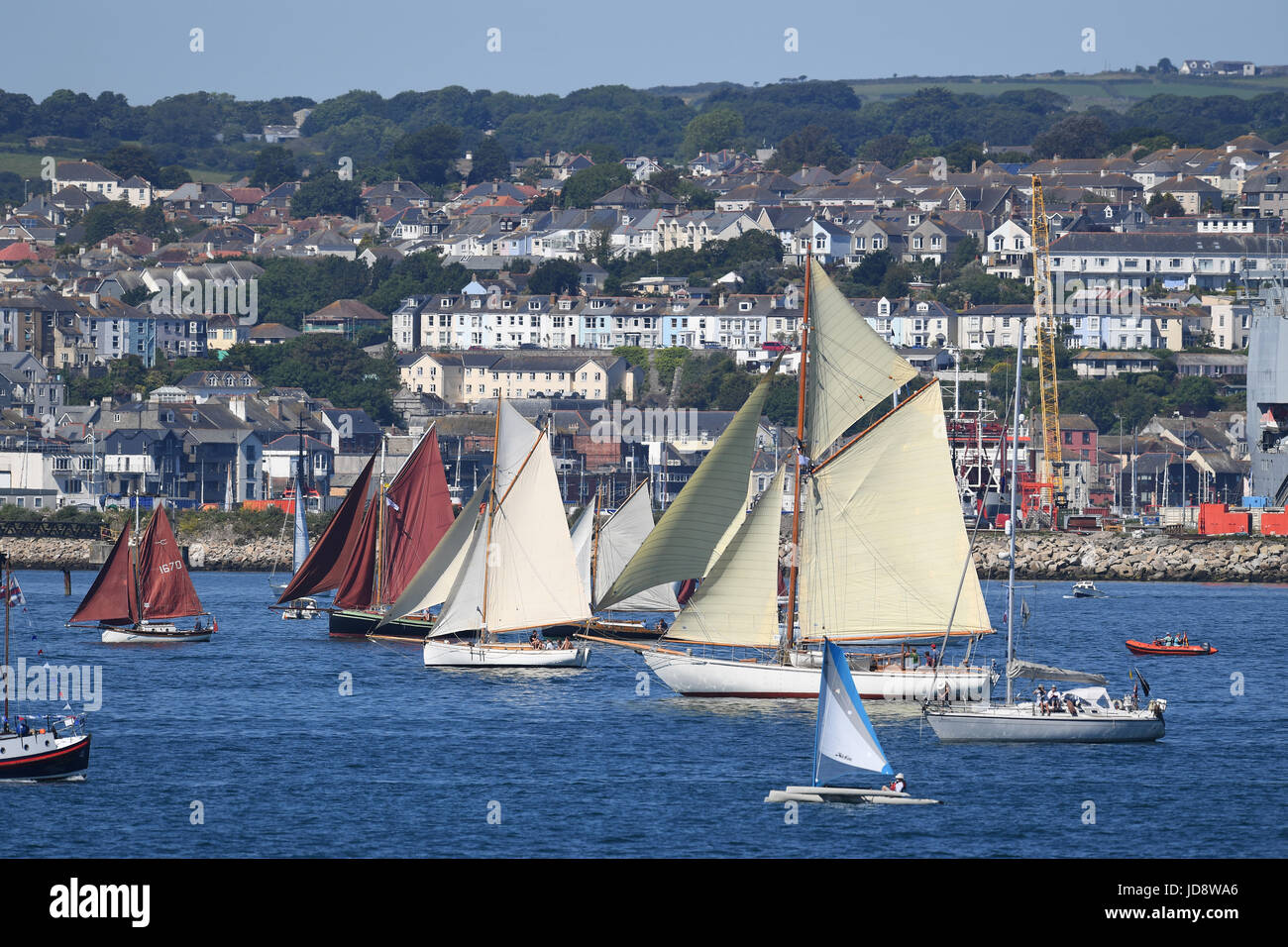Falmouth Classics yachts sailing in Falmouth Bay Stock Photo Alamy