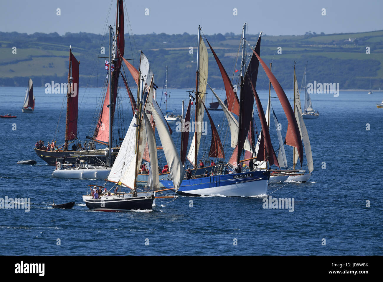 Falmouth Classics yachts sailing in Falmouth Bay Stock Photo Alamy
