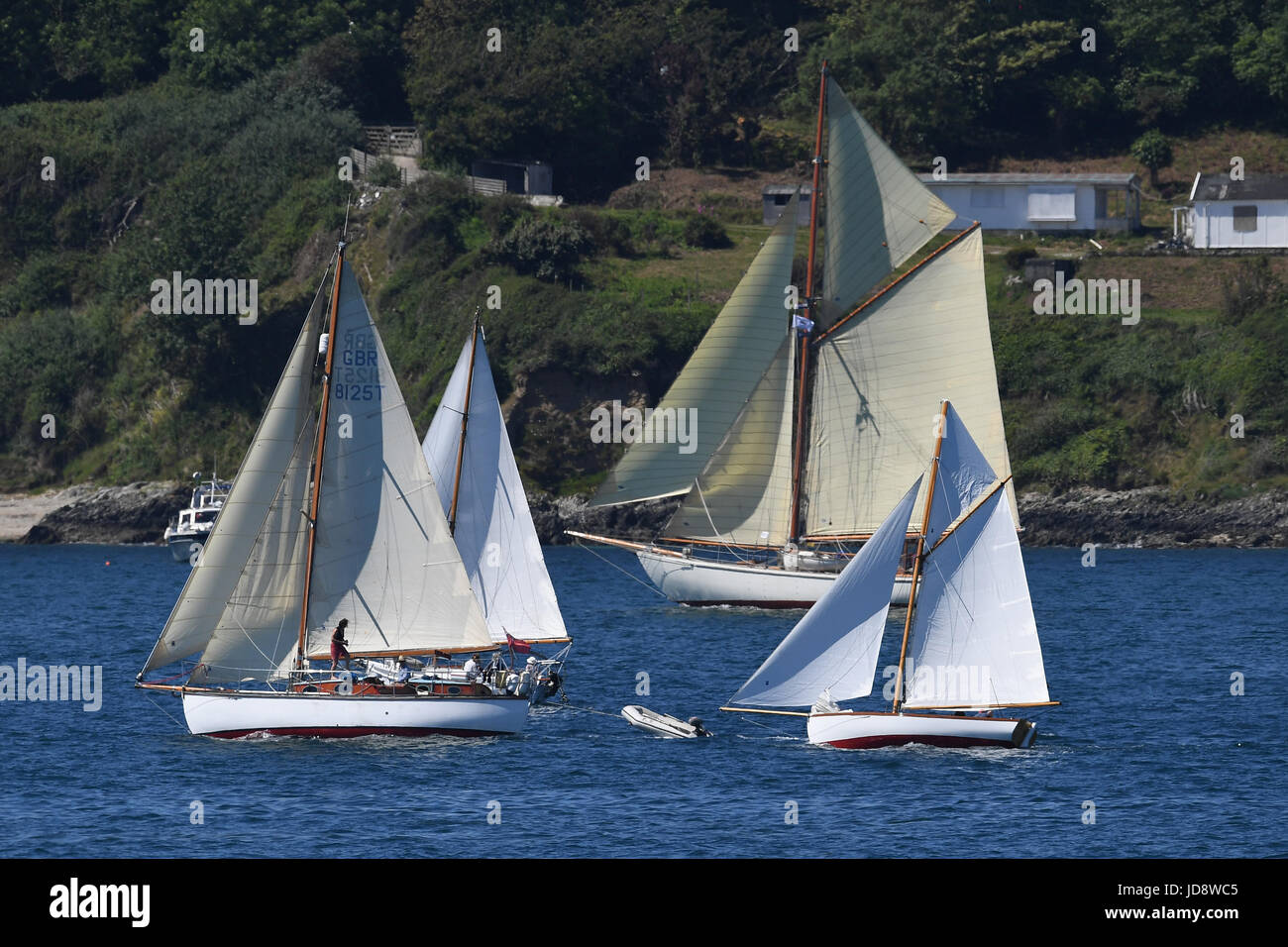 Falmouth Classics yachts sailing in Falmouth Bay Stock Photo Alamy