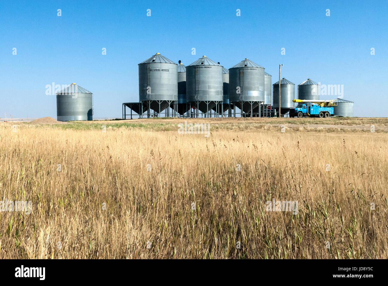 Silo group in praire filed Stock Photo