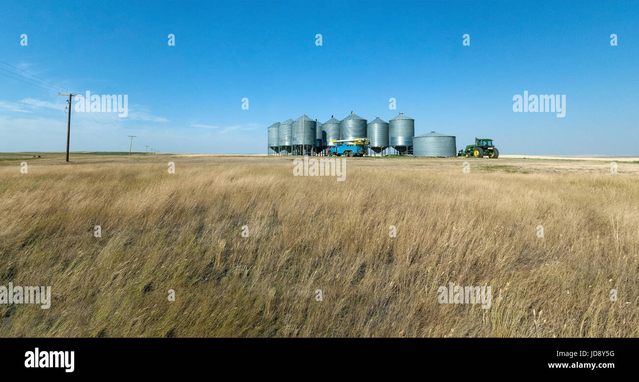 Silo group in praire filed Stock Photo