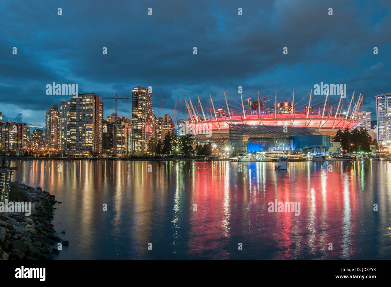 Night view of Vancouver British Columbia Canada Stock Photo