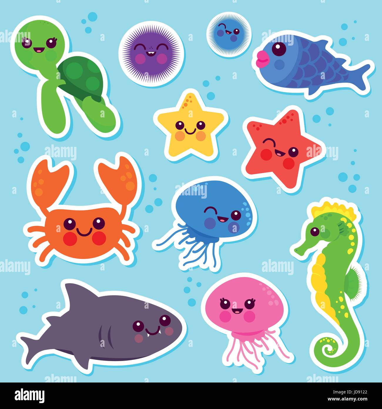 Sea animals sticker collection Stock Vector Image & Art - Alamy