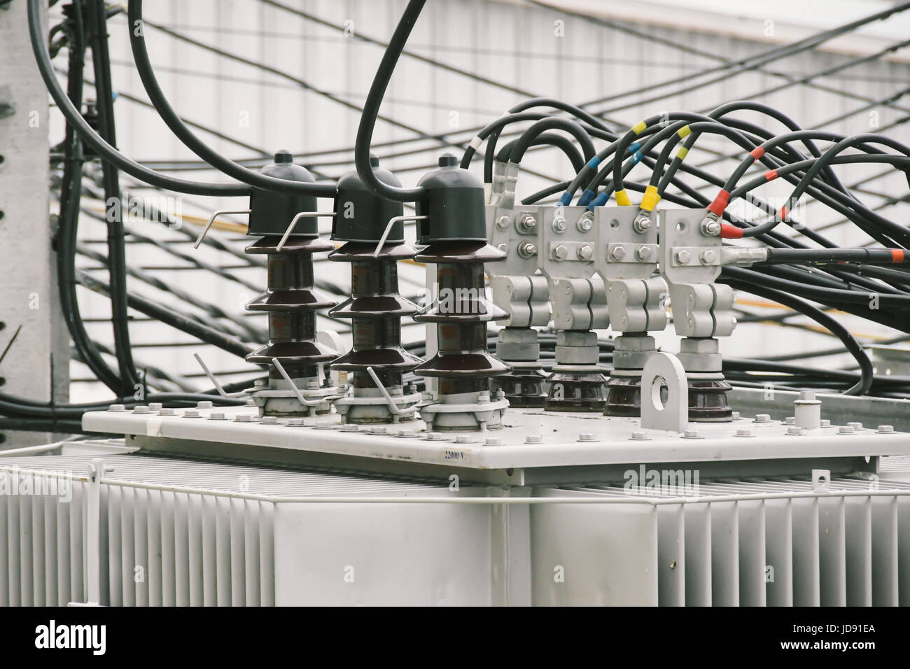 power lines chaos Stock Photo