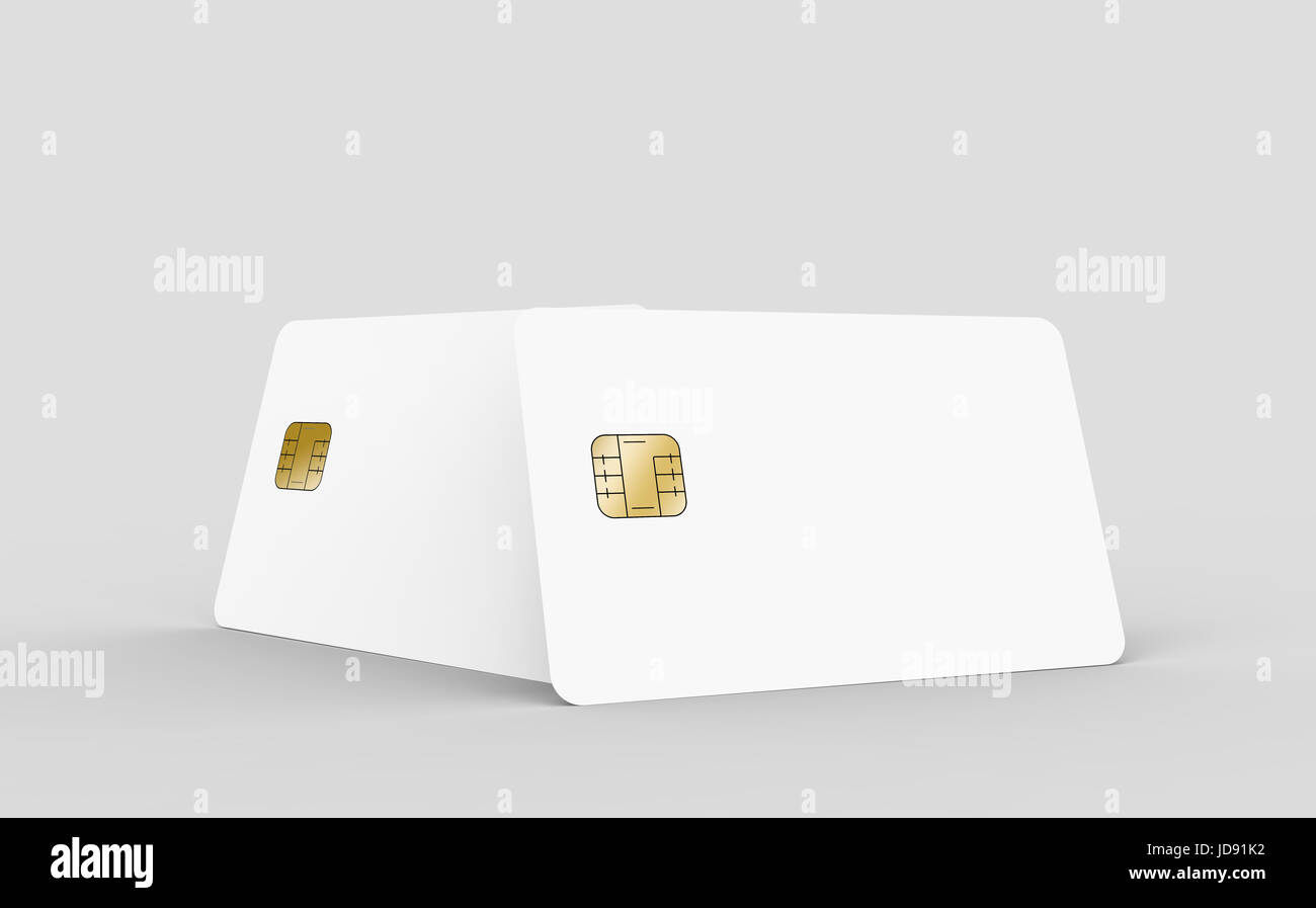 two blank chip cards, can be used as design elements, isolated light