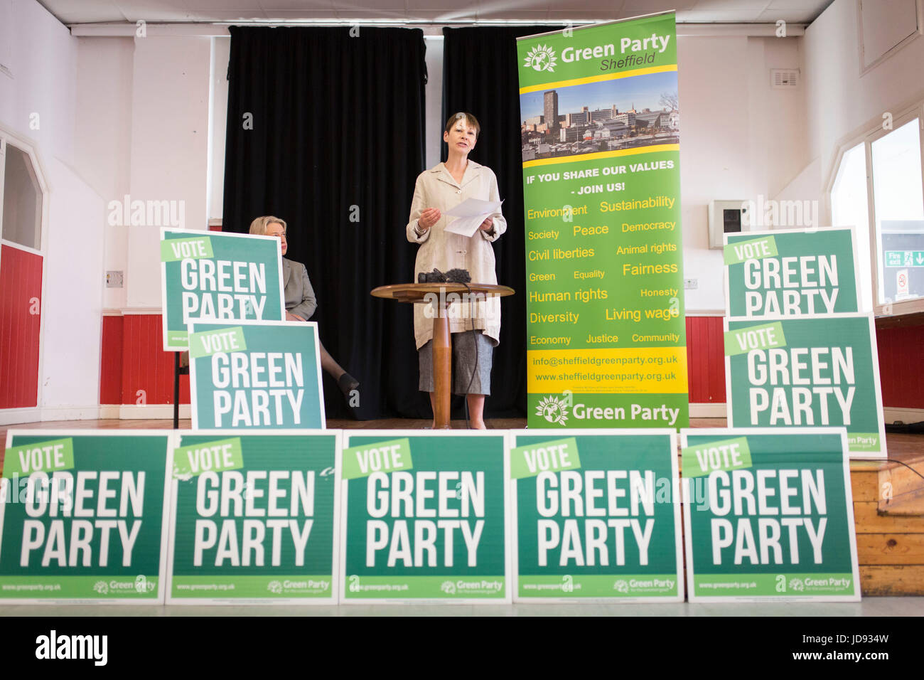 2/6/2017 SHEFFIELD   , UK.   The Green Party at the  Broomhall Centre in Sheffield. Natalie Bennett and Caroline Lucas spoke Stock Photo