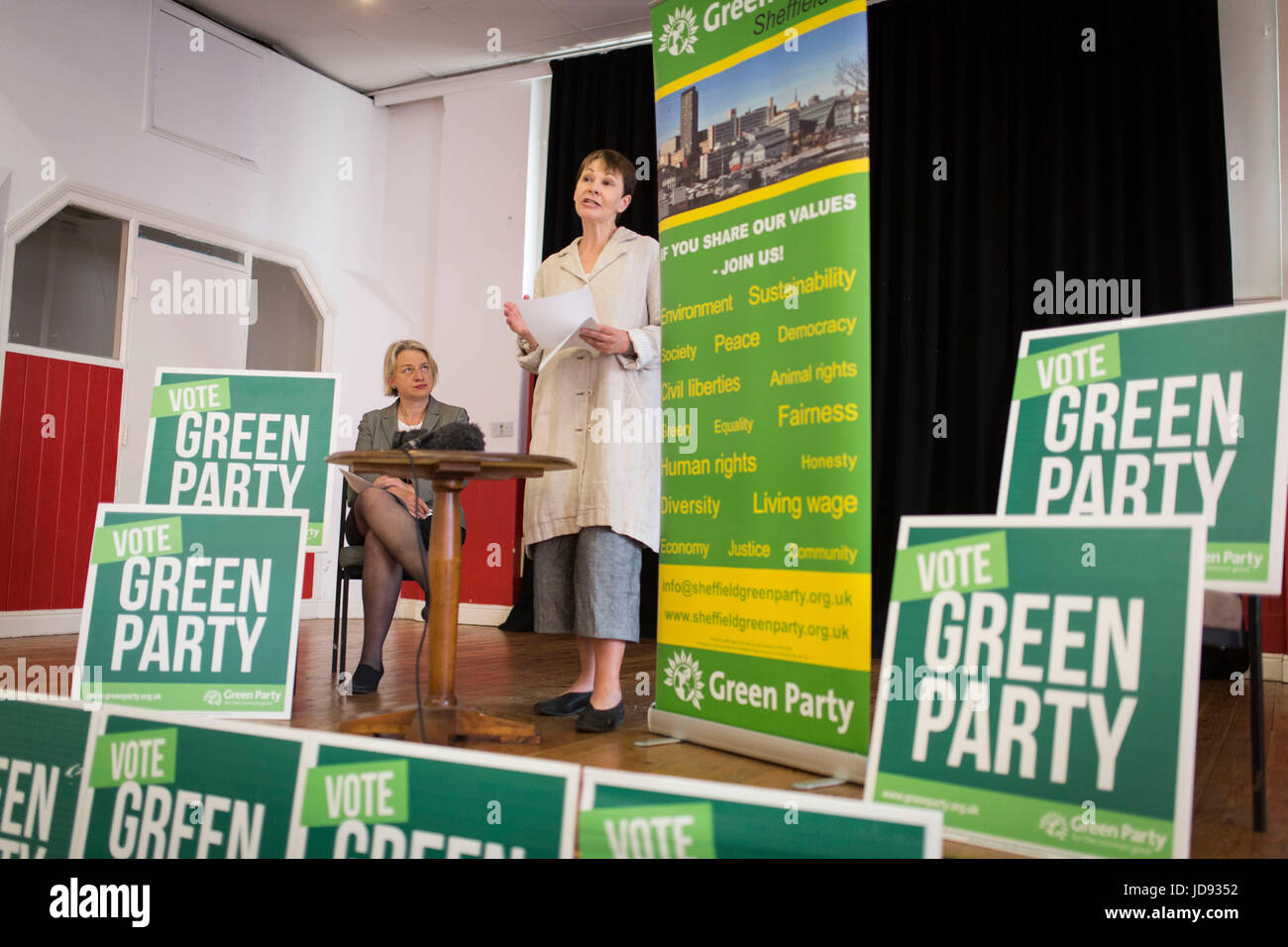 2/6/2017 SHEFFIELD   , UK.   The Green Party at the  Broomhall Centre in Sheffield. Natalie Bennett and Caroline Lucas spoke Stock Photo